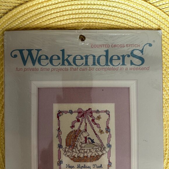 Vintage 1994 JCA Weekenders Cross Stitch Kit Bassinnette Birth Sampler 02781 - Picture 4 of 7